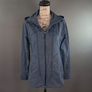 Athleta Womens Size Small Fitted Hooded Full Double Zip Athletic Jacket Blue